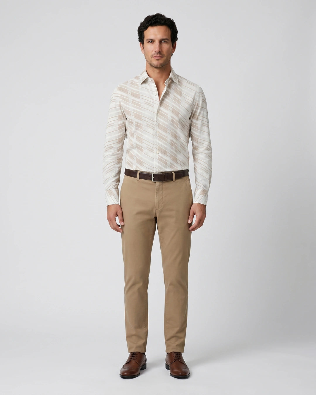 Camisa Sport Beige Claro Classic Fit Perry Ellis CS00910 Imagen secundaria del producto