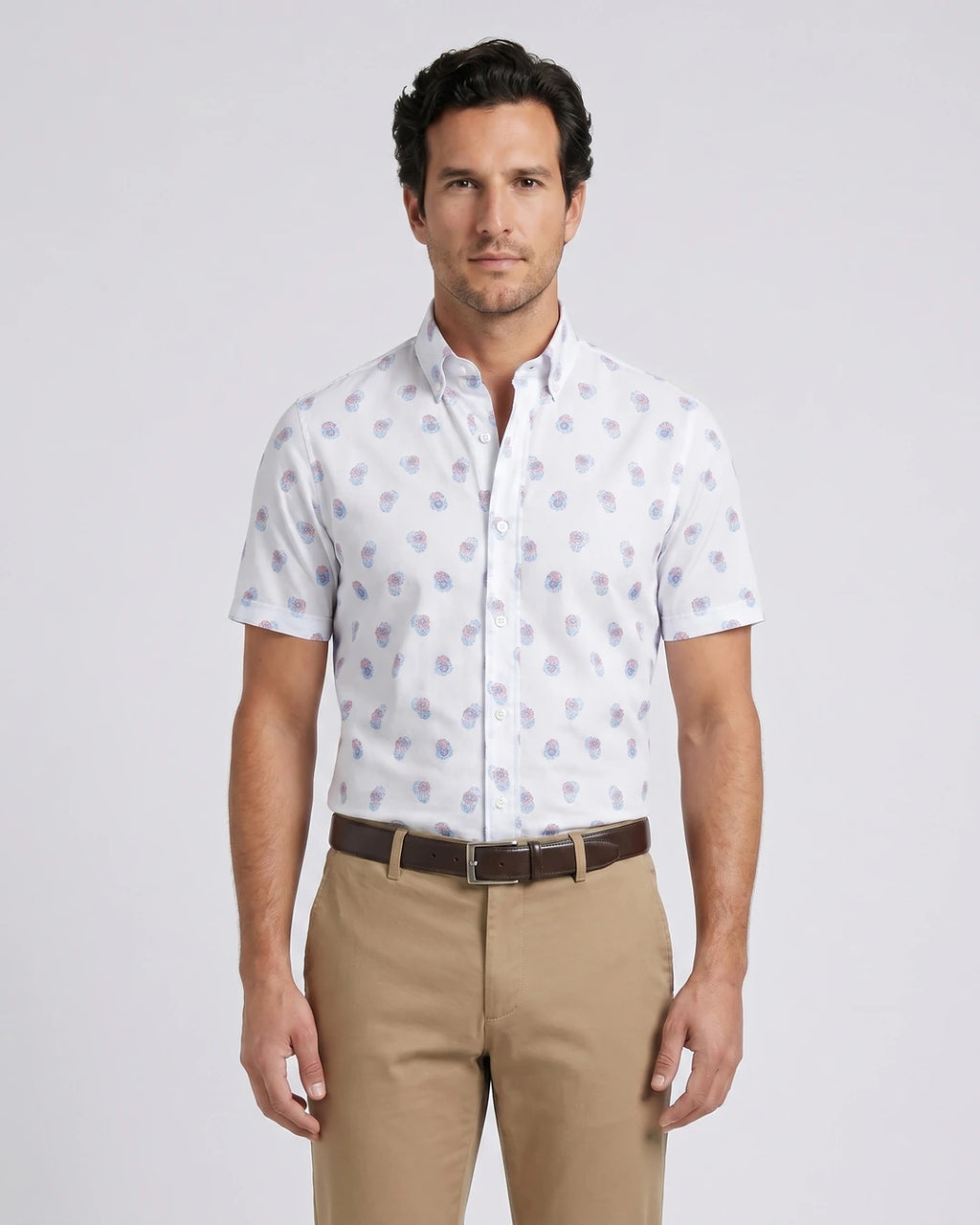 Camisa Sport Blanco Classic Fit Perry Ellis CS00884C - Blanco - Modelo plano americano lookbook