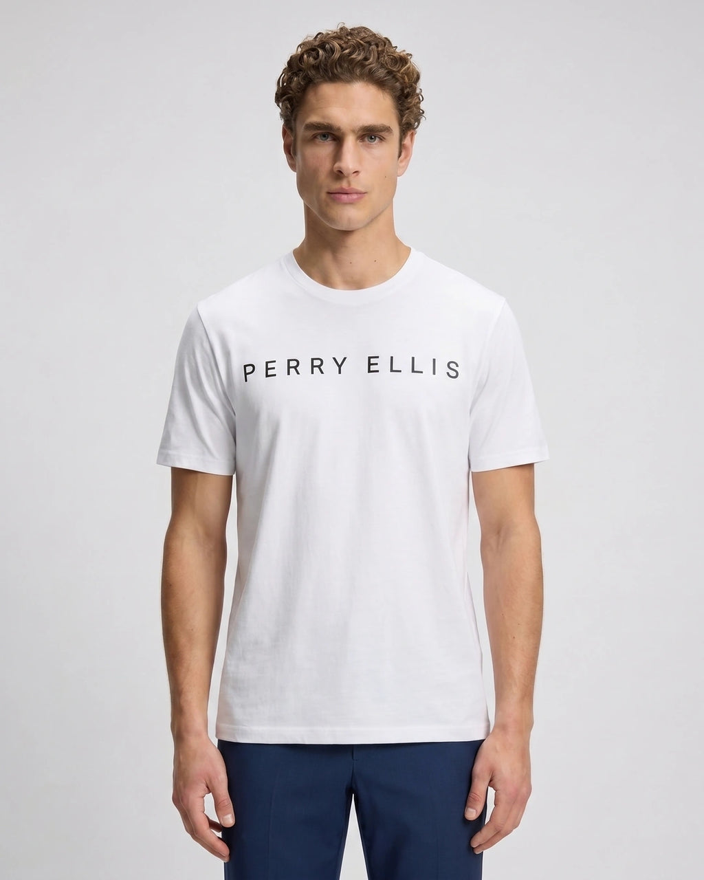 T-Shirt Perry Ellis Blanco TS00013 - Blanco - Modelo plano americano lookbook