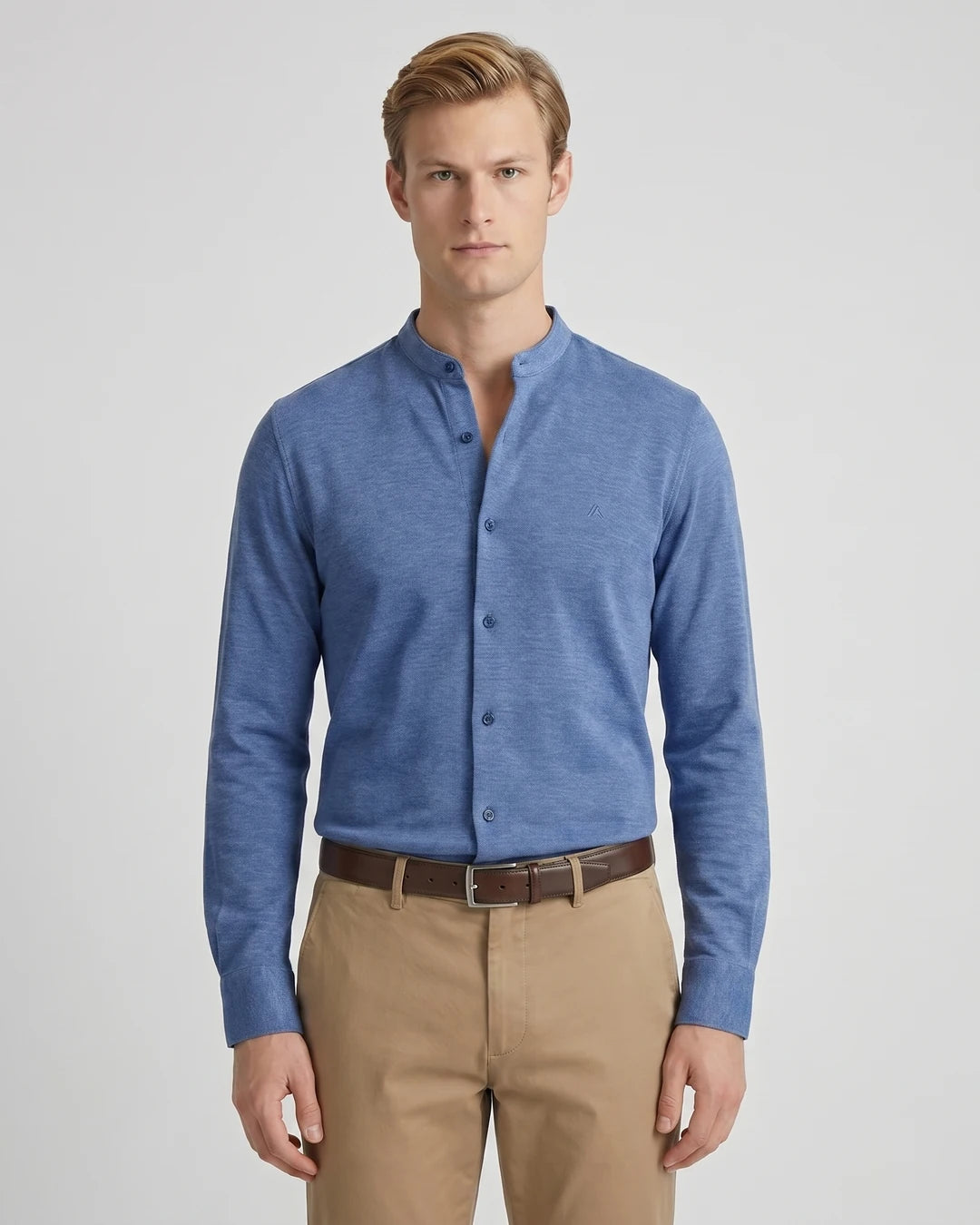 Camisa Sport Cuello Mao Austin Reed CS00923 - Azul - Modelo plano americano lookbook Imagen principal del producto