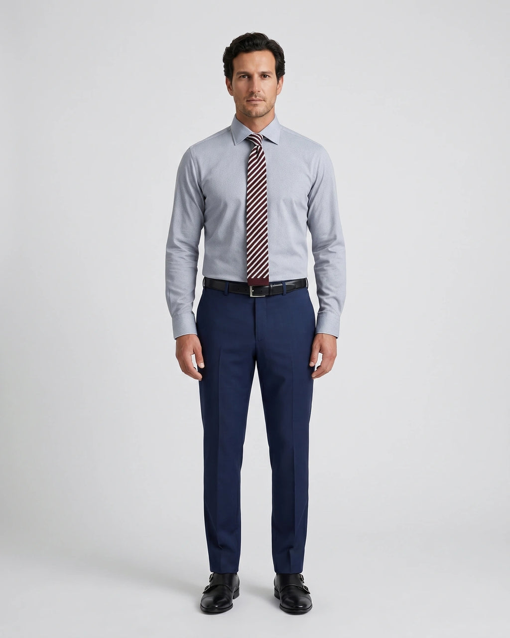 Camisa Formal Spread Collar Perry Ellis CC00994 - Gris Oscuro - Modelo cuerpo completo