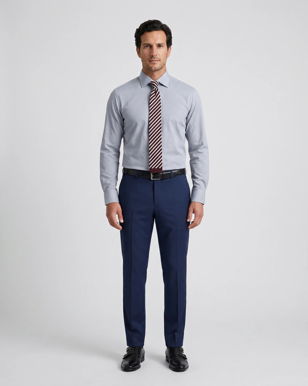 Camisa Formal Spread Collar Perry Ellis CC00994 - Gris Oscuro - Modelo cuerpo completo