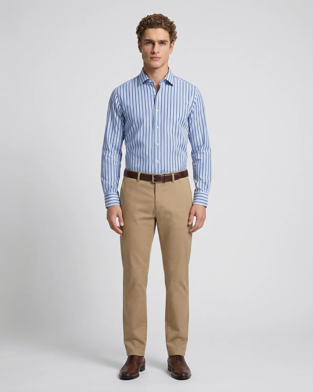 Camisa Formal Rayas Brooks Brothers CC01082 - Azul Rayas - Modelo cuerpo completo