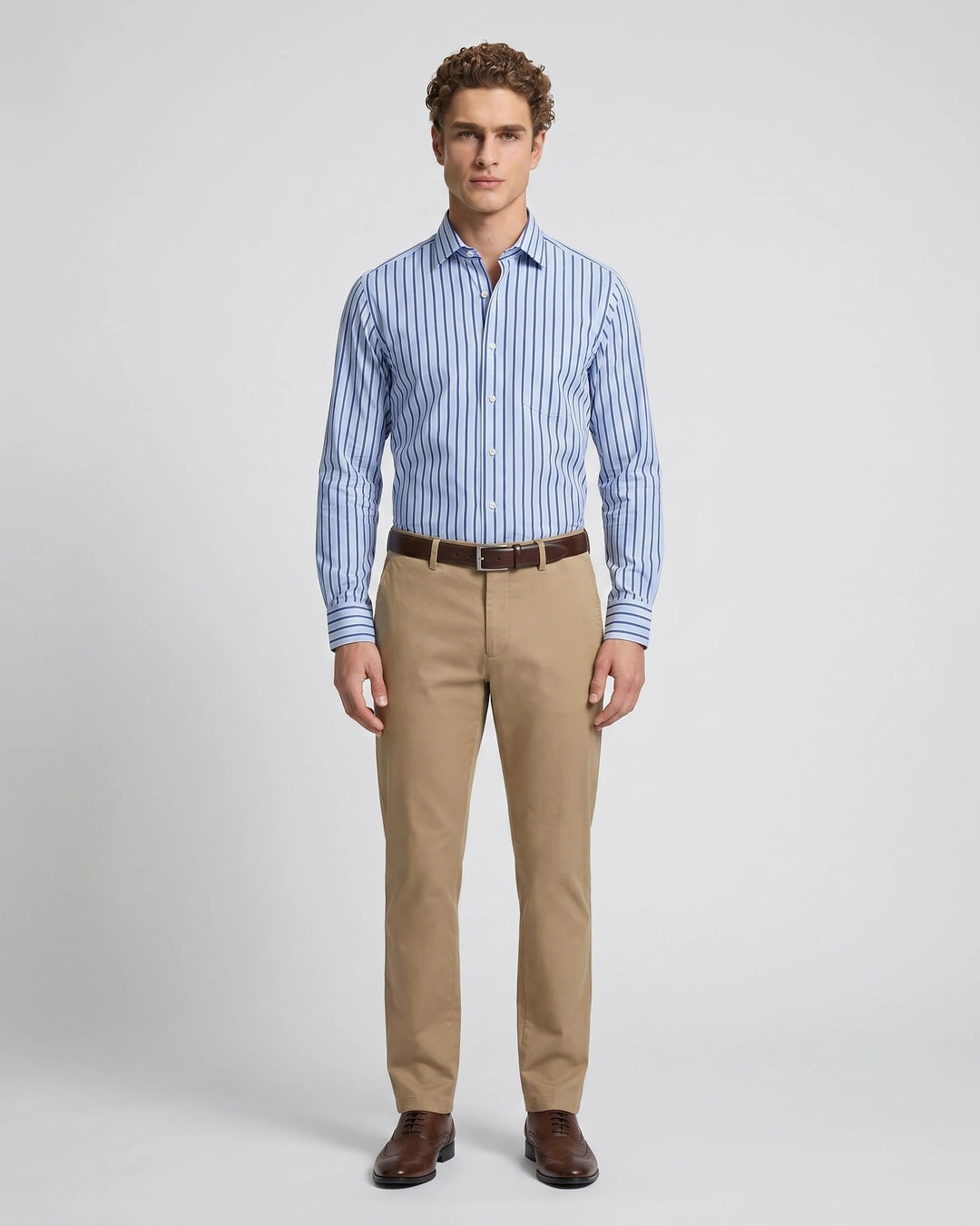 Camisa Formal Rayas Brooks Brothers CC01082 - Azul Rayas - Modelo cuerpo completo