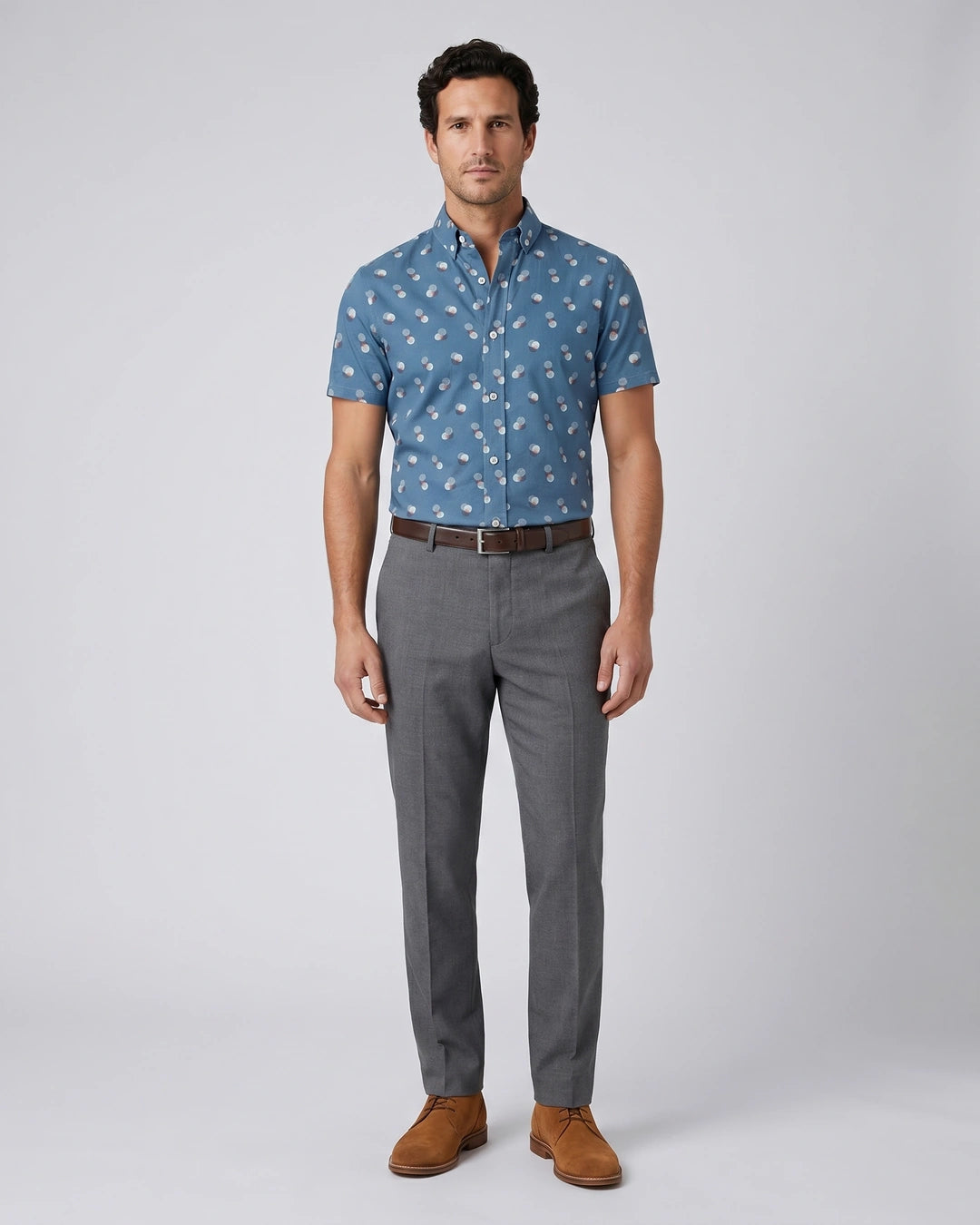 Camisa Sport Azul Medio Classic Fit Perry Ellis CS00884C - Azul Medio - Modelo cuerpo completo