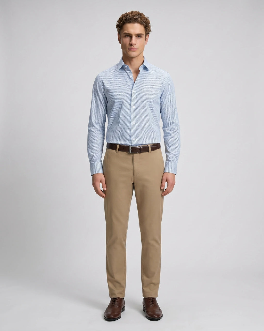 Camisa Sport Azul Classic Fit Perry Ellis CS00892 - Azul - Modelo cuerpo completo