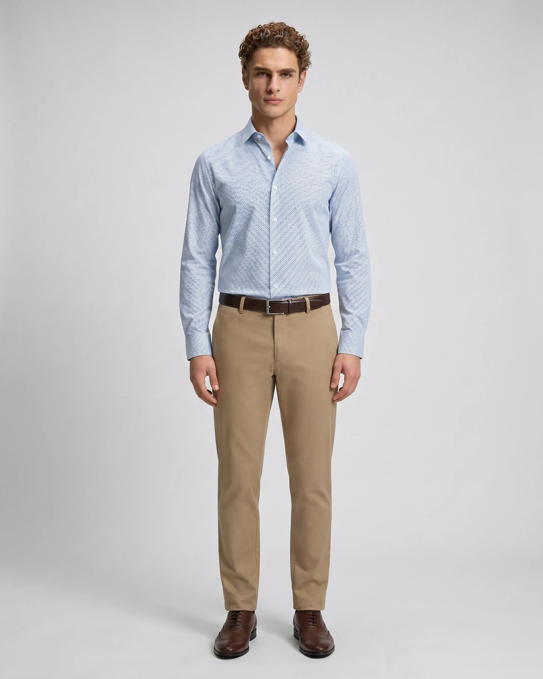 Camisa Sport Azul Classic Fit Perry Ellis CS00892 - Azul - Modelo cuerpo completo