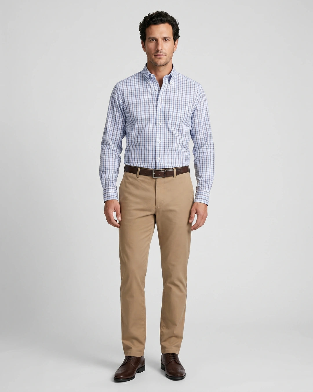 Camisa Formal Cuadros Button Down Brooks Brothers CC01080 - Cuadros Azul - Modelo cuerpo completo