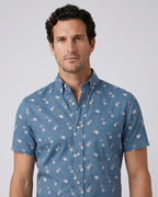 Camisa Sport Azul Medio Classic Fit Perry Ellis CS00884C - Azul Medio - Modelo plano americano lookbook