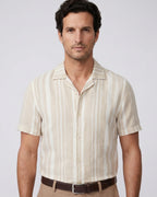 Camisa Sport Beige Classic Fit Perry Ellis CS00886 - Beige - Modelo plano americano lookbook