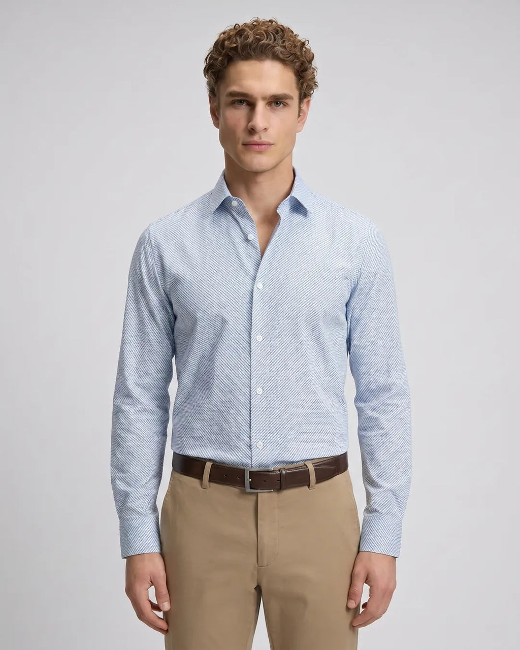 Camisa Sport Azul Classic Fit Perry Ellis CS00892 - Azul - Modelo plano americano lookbook