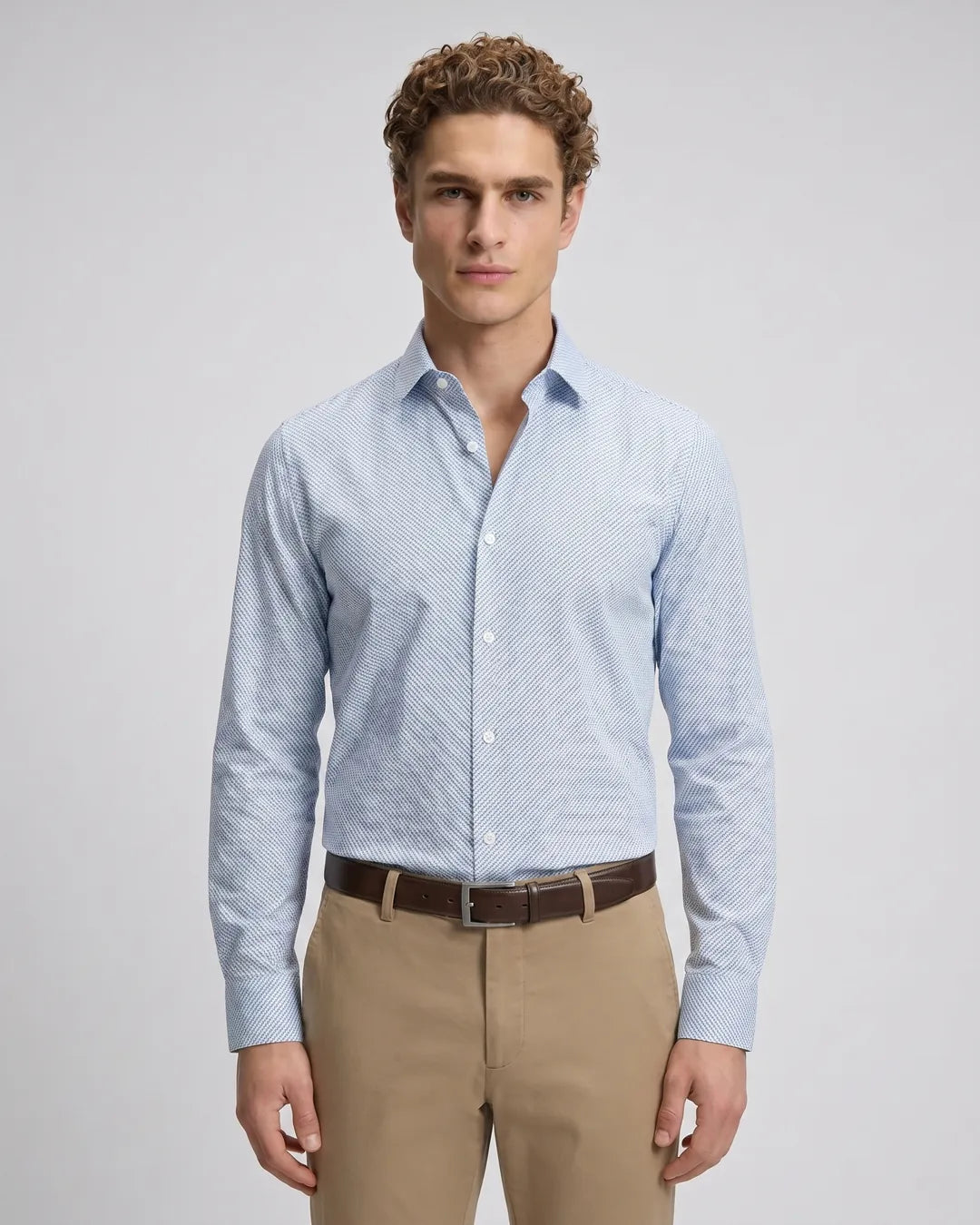 Camisa Sport Azul Classic Fit Perry Ellis CS00892 - Azul - Modelo plano americano lookbook