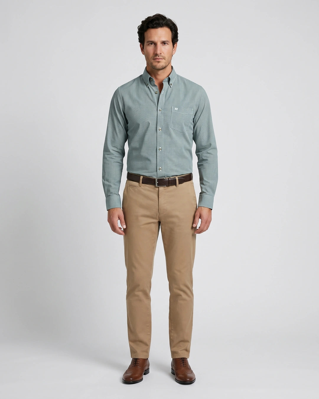 Camisa Sport Guy Laroche CS00681G - Verde Medio - Modelo cuerpo completo