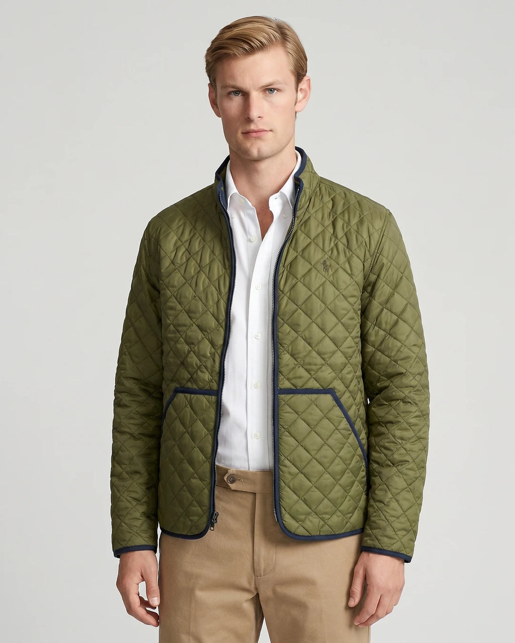 Chaqueta Acolchada (Diamond Liner) Brooks Brothers CH00133 - Verde Medio - Modelo plano americano lookbook
