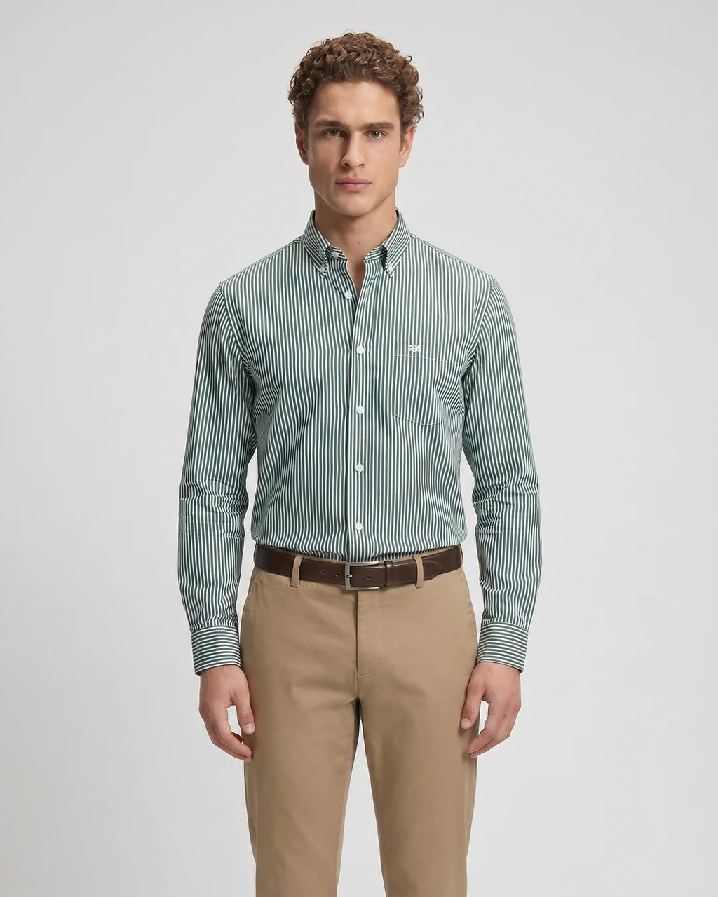 Camisa Sport Guy Laroche CS00815 - Verde Medio - Modelo plano americano lookbook
