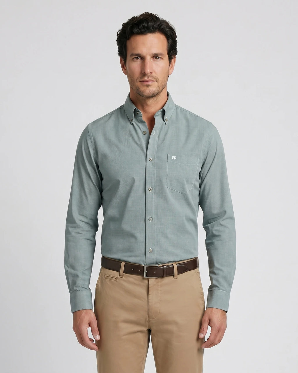 Camisa Sport Guy Laroche CS00681G - Verde Medio - Modelo plano americano lookbook