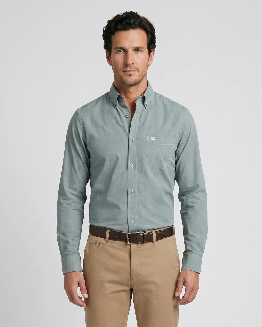 Camisa Sport Guy Laroche CS00681G - Verde Medio - Modelo plano americano lookbook