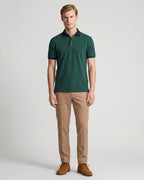 Camiseta Polo Classic Fit Perry Ellis CM00129 - Verde Oscuro - Modelo cuerpo completo