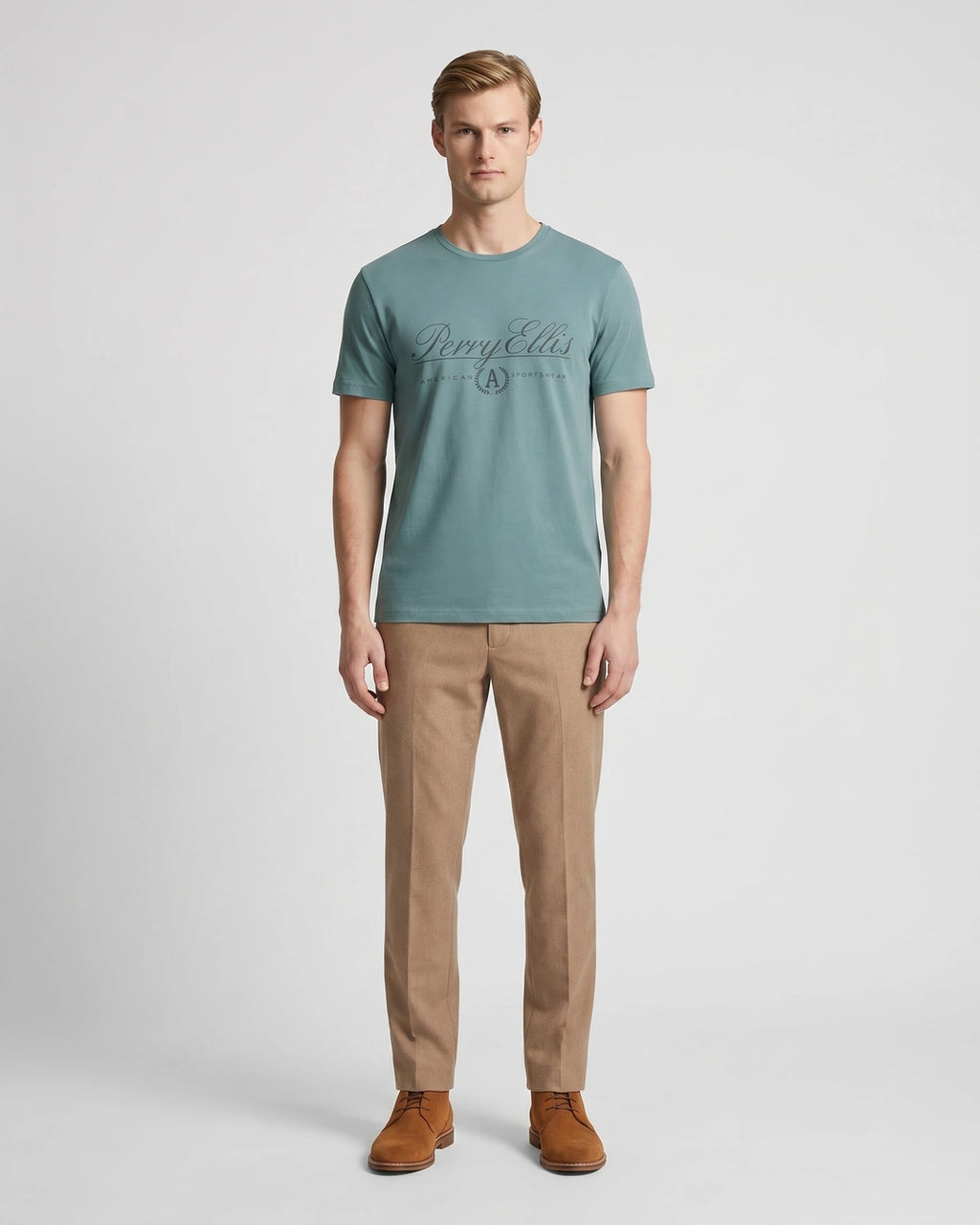 T-Shirt Perry Ellis TS00020 - Verde - Modelo cuerpo completo