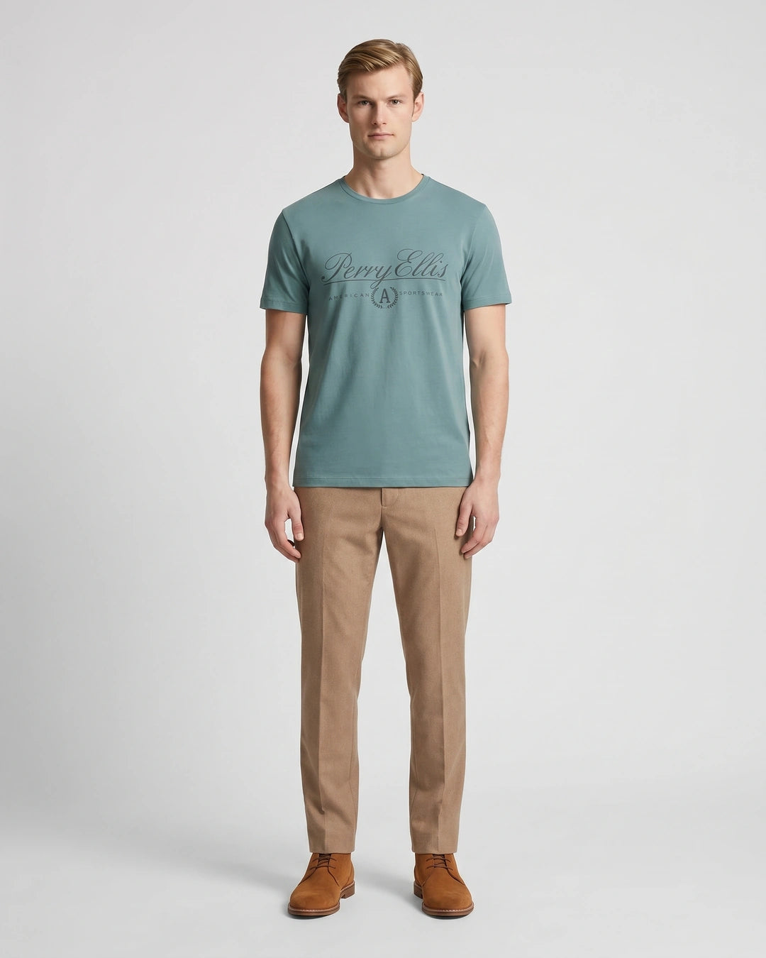 T-Shirt Perry Ellis TS00020 - Verde - Modelo cuerpo completo