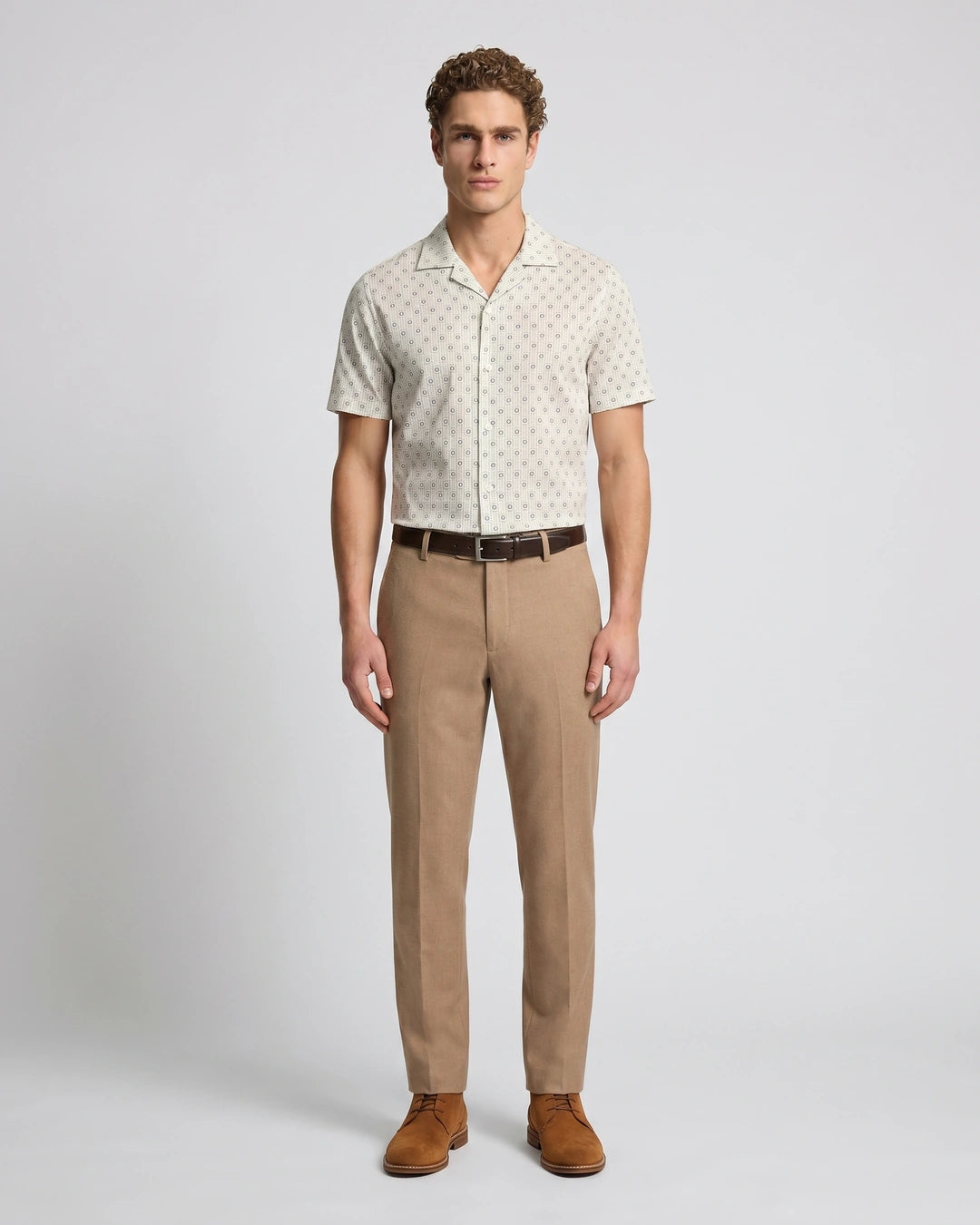 Camisa Sport Manga Corta Perry Ellis CS00882C - Verde - Modelo cuerpo completo