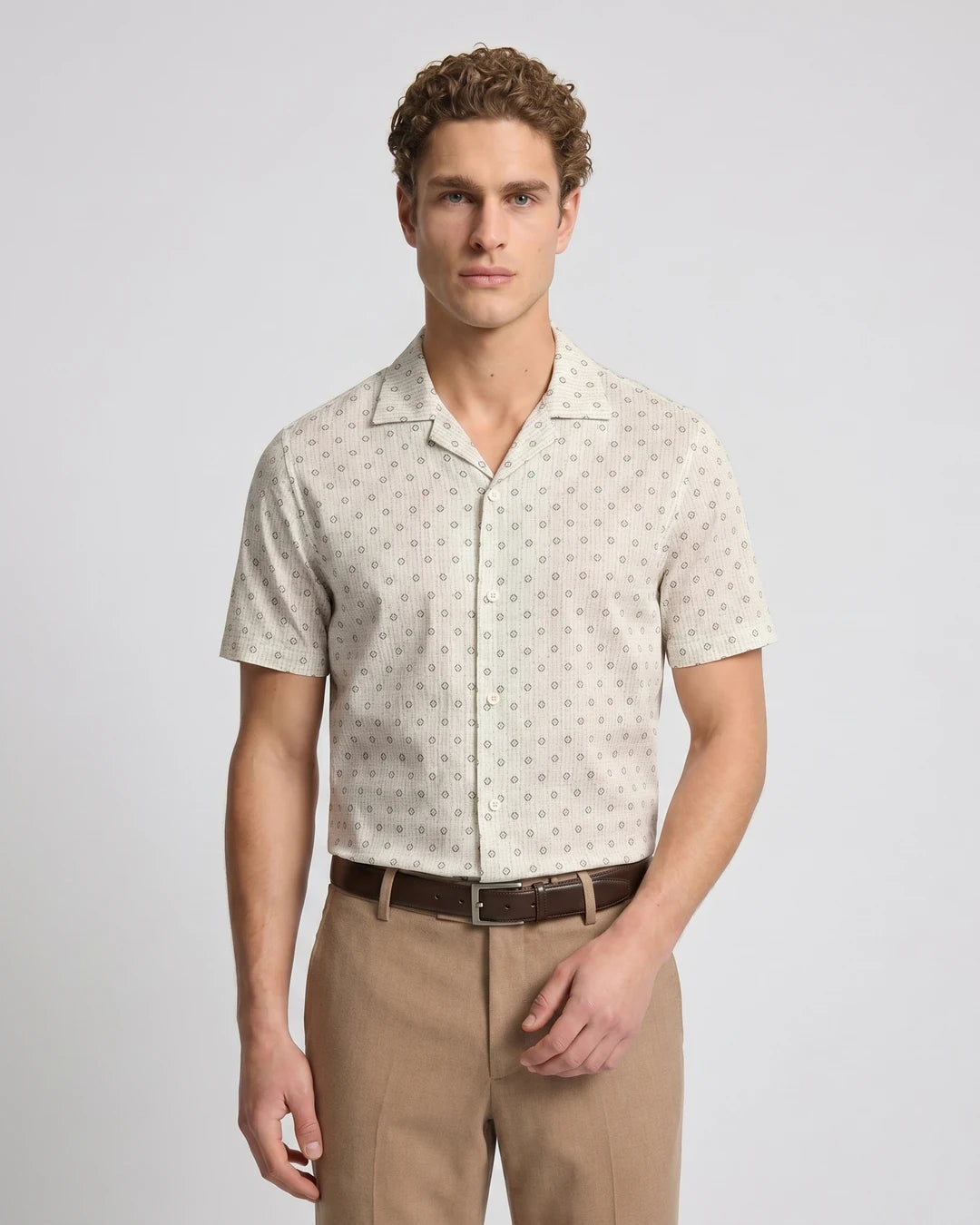 Camisa Sport Manga Corta Perry Ellis CS00882C - Verde - Modelo plano americano lookbook