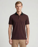 Camiseta Polo Classic Fit Perry Ellis CM00129 - Vino - Modelo plano americano lookbook