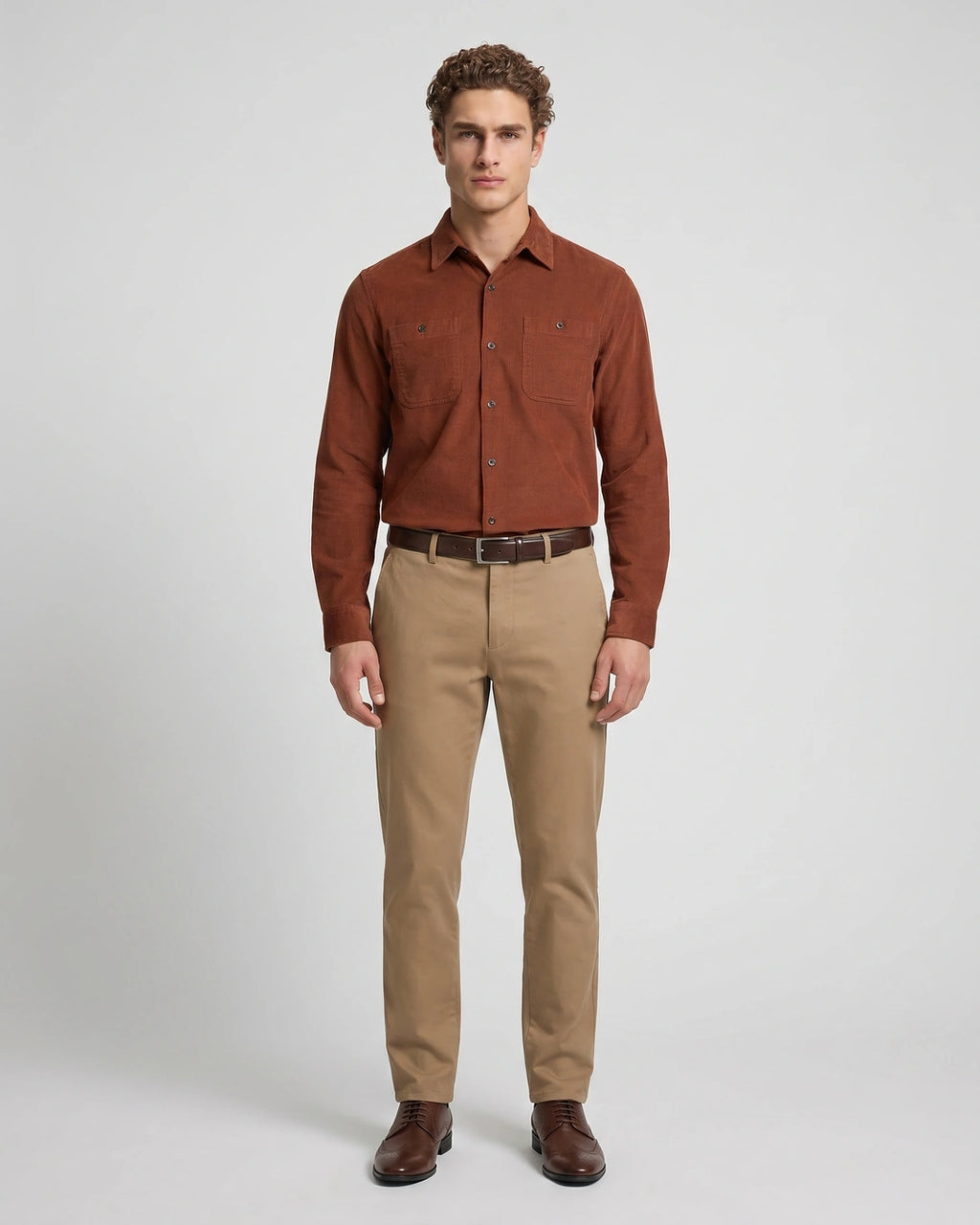 Camisa Sport Pana Perry Ellis CS00913 - Vinotinto - Modelo cuerpo completo
