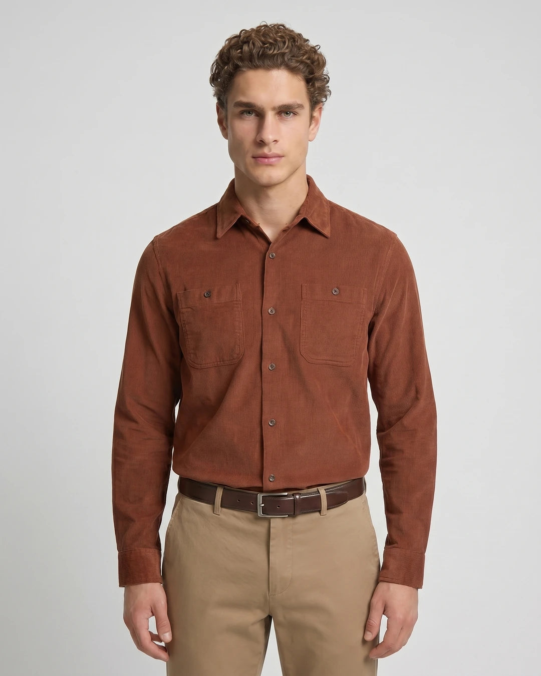 Camisa Sport Pana Perry Ellis CS00913 - Vinotinto - Modelo plano americano lookbook Imagen principal del producto