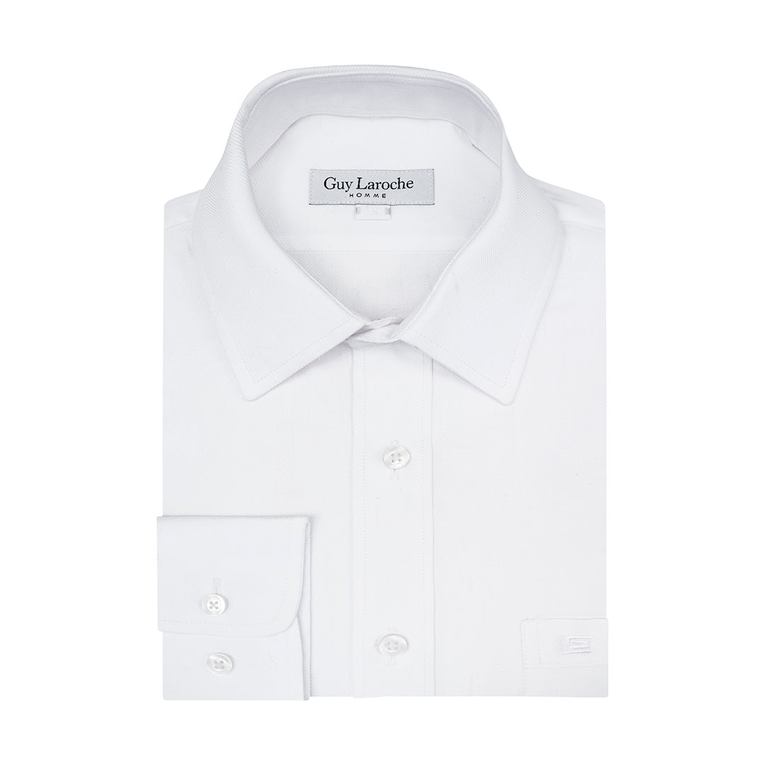 Camisa Formal Classic Fit Herringbone Spread Collar Guy Laroche CC00894G