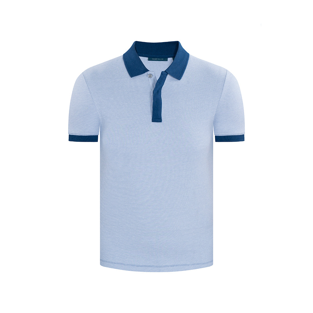 Camiseta Polo |Classic Fit Perry Ellis CM00128 - Azul Claro - Frente ghost mannequin Imagen principal del producto
