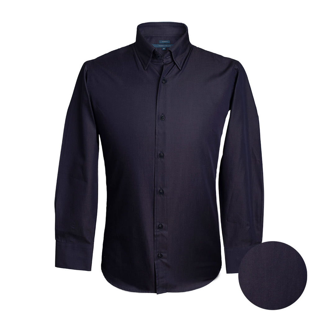 Camisa Sport Spread Collar Classic Fit Perry Ellis CS00699B - Azul Oscuro - Frente ghost mannequin