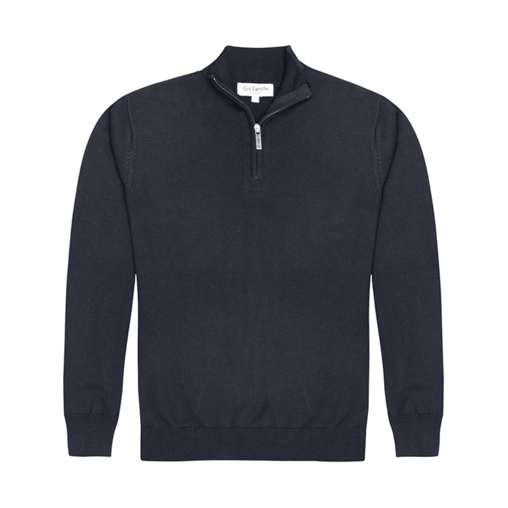 Sweater Guy Laroche Half Zip SW00071 - Azul Oscuro - Frente ghost mannequin