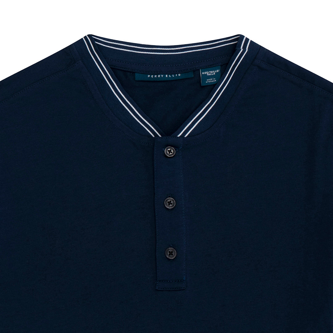 Camiseta con botones Azul Oscuro de Perry Ellis TS00009013