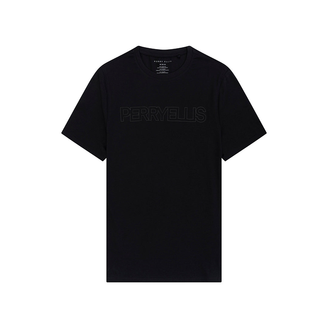 Camiseta Negra con logo de Perry Ellis TS00014031